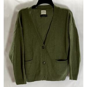 COEN Enjoy Easy Chic Women's Army Green Three-Button Lambswool Cardigan SZ OS